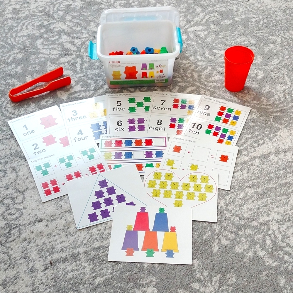 Early learning bears to help with colors, patterns, sizes, and counting.